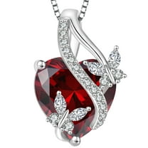 VESITIM Infinite Heart Pendant Sterling Silver Butterfly Necklace for Women Jewelry Gift with Birthstone January Created Garnet
