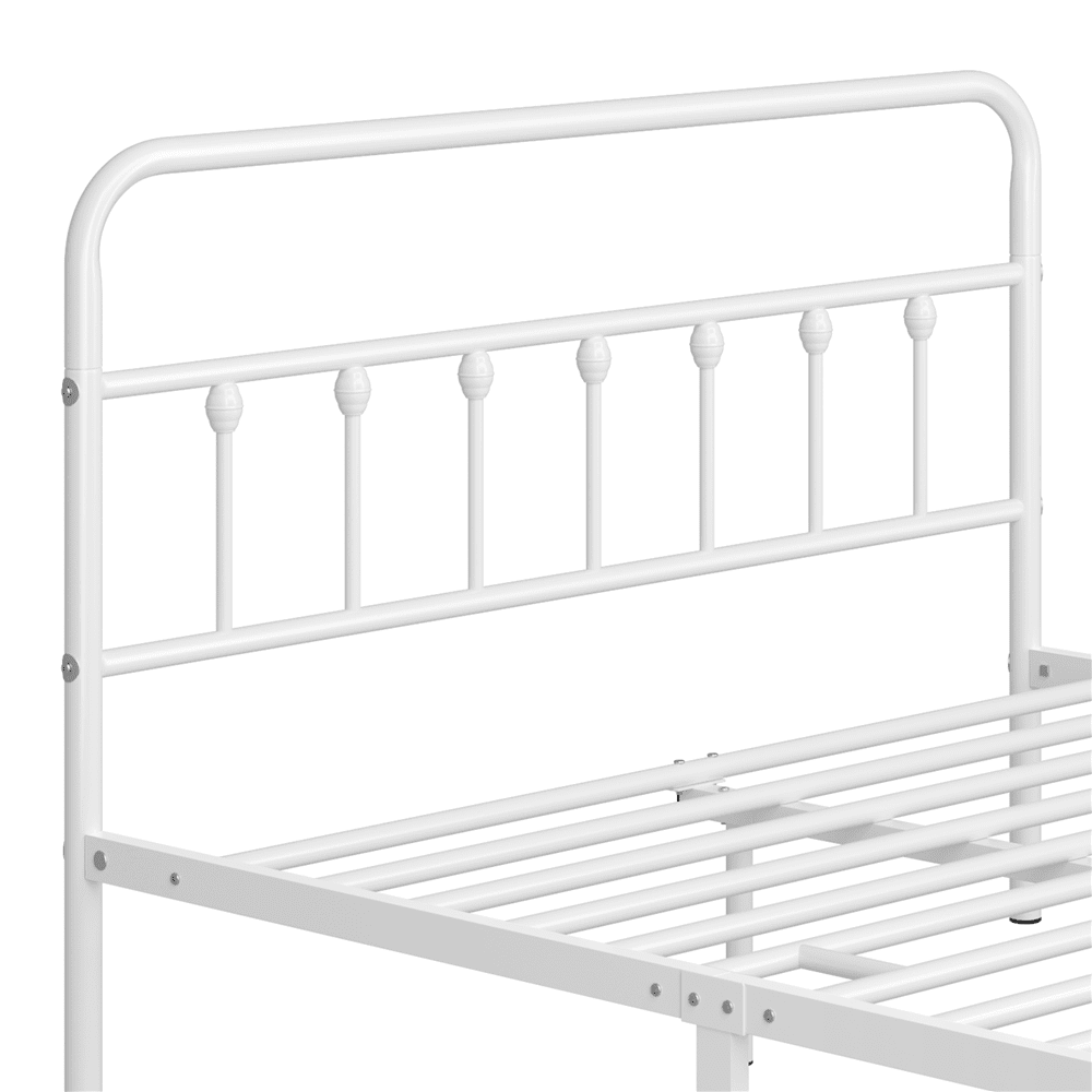 Alden Design Metal Platform Full Bed with High Headboard, All Ages, White