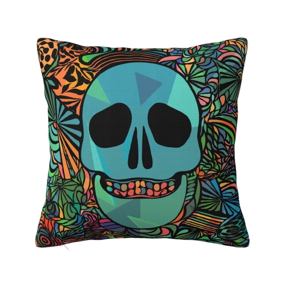 ZICANCN Death Goth Skull Decorative Throw Pillow Covers, Bed Couch Sofa Decorative Knit Pillow Covers for Living Room Farmhouse, 24"x24"
