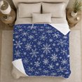 thumbnail image 5 of Blue Snowflake Field with Starry Dots, Cheerful Holiday Style for Snowflake Lovers, Frosty Winter Motif and Christmas Gift, Cozy Flannel Blanket for Family Room and Guest Room, Home Decor, 5 of 9