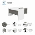 thumbnail image 3 of Echo L Shaped Bow Front Desk with Drawers in White & Gray - Engineered Wood, 3 of 10