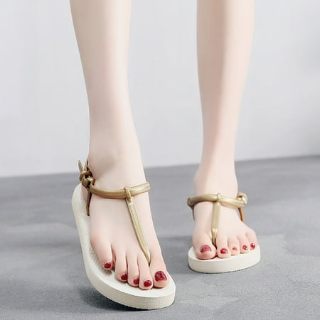 

YTJX Women s Summer Casual Slippers Flip flops Single Shoes Flat Solid Color Sandals