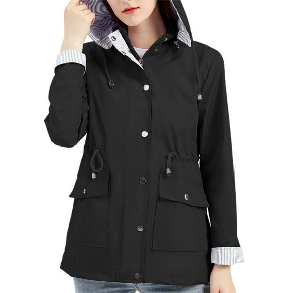 Niaviben Windbreaker for Women Womens Windbreaker Jacket with Hood Warm Jackets for Women's Jackets Womens Winter Jacket Winter Jackets Women's Casual Jackets Black S