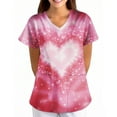 thumbnail image 5 of Valentine Day Nursing Scrubs Womens Love Heart Print Short Sleeve Plus Size Scrubs V Neck Cute Quick Dry Uniforms with Pockets Multicolor M, 5 of 5