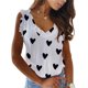 thumbnail image 5 of Blusa sin mangas con estampado de patrón en forma de corazón y cuello en V para mujer, blusa informal de moda sin mangas con volantes, 5 of 6