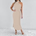 thumbnail image 2 of Levmjia Women Dress Sleeveless Casual Summer Polyester Round Neck Solid Color Zipper Slim Fit Vacation Work Daily Wear Multi Color Options, 2 of 8