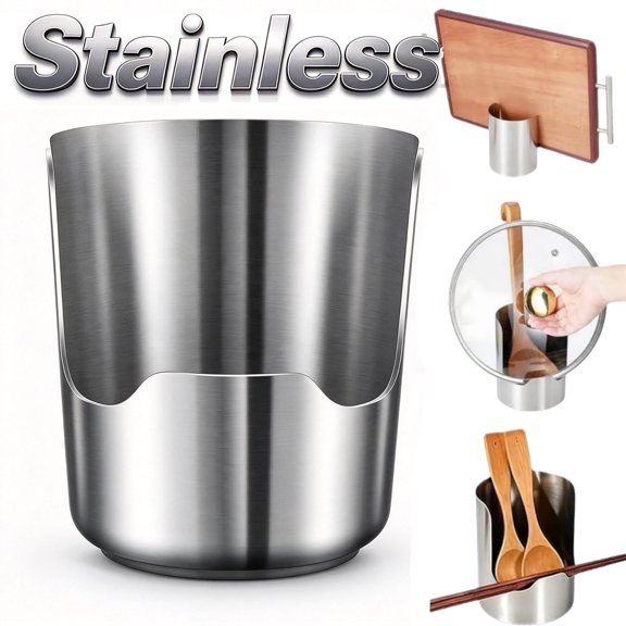 Stainless Steel Utensil Holder, 2 In1 Multi-functional Kitchen Utensil Holder for Countertop Storage and Organizer, 1pc