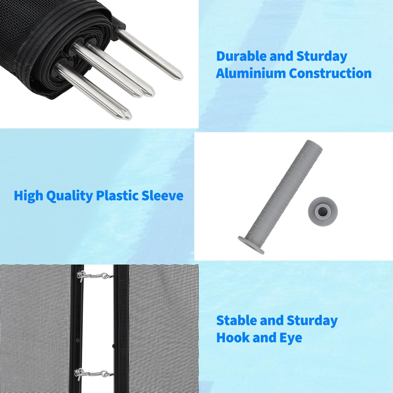Pool Fence 4Ft x 108Ft, 320GSM Mesh with Stainless Steel Frame for Inground/Above Ground Pools, Swimming Pool Fence for Backyard Garden Pool Safety