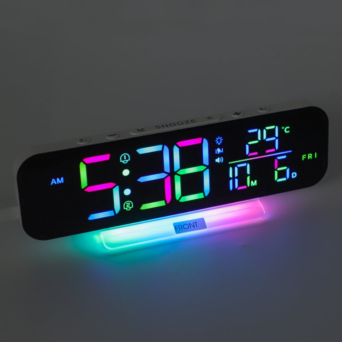 ITIGOITIE Extra Loud Vibrating Alarm Clock,Adjustable Volume,Dimmer,Large LED Digital with RGB Night Light for Bedrooms,Kids,Teens(White)