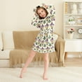thumbnail image 3 of FORMRS Niños Bathrobe Unisex Hooded Robe Soft Plush Pajamas Sleepwear, Size 7-9T, Beige Floral Pattern, 3 of 7