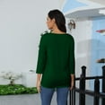 thumbnail image 6 of Summer Tops for Women 2025 Trendy Plus Size Blouse 3/4 Sleeve Crewneck Tshirts Casual Loose Tees (Dark green), 6 of 9