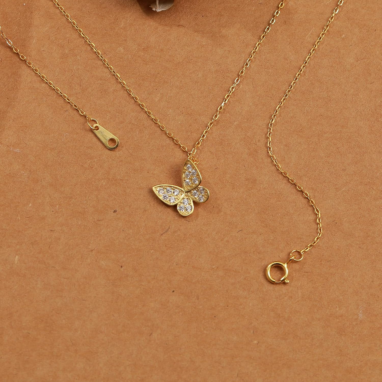 14K Gold Plated Butterfly Necklaces for Women 925 Sterling Silver Cute Butterfly CZ Pendant Necklace Dainty Insect Animal Charm Chain Necklace Jewelry Birthday Gifts for Mom Daughter