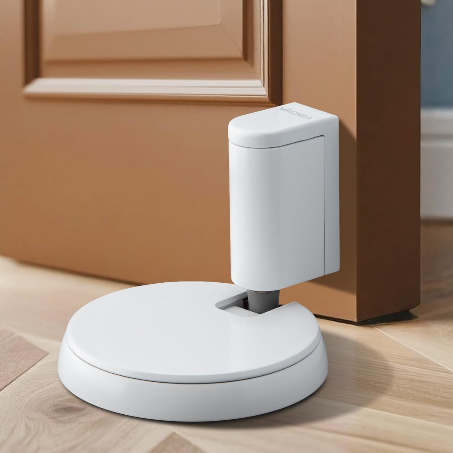 JJEAN-Heavy Duty Windproof Door Stopper, Mechanical Height Adjustable Floor Door Stops Keep Door Open, No Drilling Doorstops Door Catch Holder with Screws and Adhesive Pads, 1 Pack, White