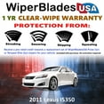thumbnail image 2 of 2011 Lexus IS350 Beam Wiper Blades Wipers w/1yr Warranty (Set of 2) (WiperBladesUSA), 2 of 5