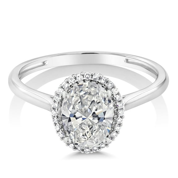 Gem Stone King 1.58 Cttw 10K White Gold IGI Certified Diamond Halo Engagement Ring for Women | Center Oval Cut 1.5 Ct | E-F Color | VS1-VS2 Clarity (Size 5.5)