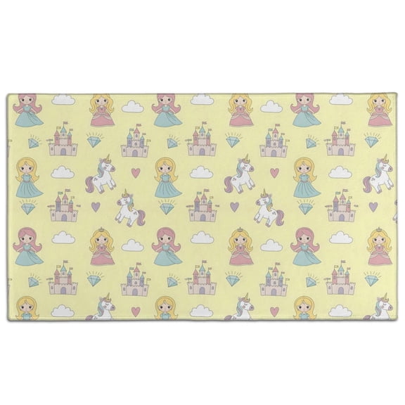 Yellow Princess Unicorn Pattern Door Rugs,Washable Non Slip Door Mats Indoor,Decorative Door Mats,Entry Mat Indoor for Entrance,Bedroom,Kitchen,Bathroom,17"x30"