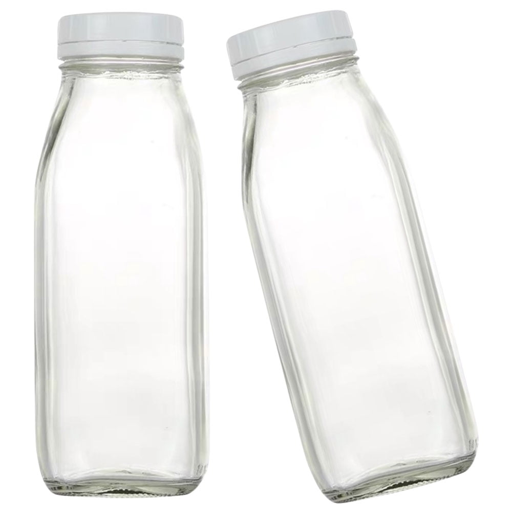Mizh 2Pcs Glass Bottles Household Juice Bottles Reusable Clear Bottles Milk Bottles for Travel