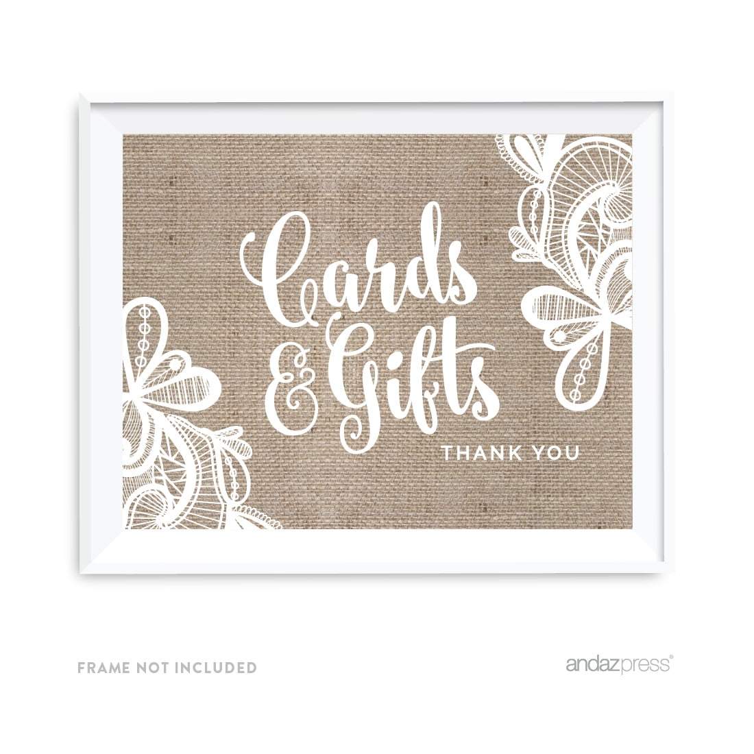 Wedding Sign Poster Print Burlap & Lace Cards & Gifts Table 