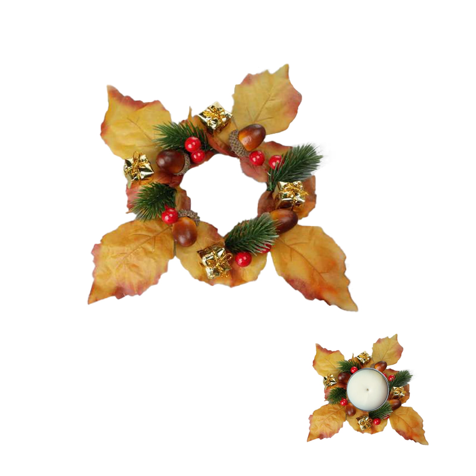 2 Pack Frosted Cedar & Pine Cone Candle Rings - 11.8 Inch Winter Wreaths For Christmas Decor