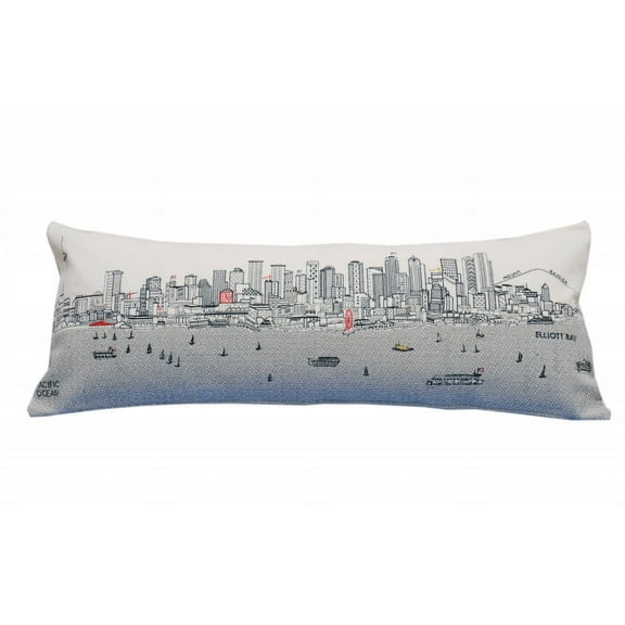 35" White Seattle Daylight Skyline Lumbar Decorative Pillow