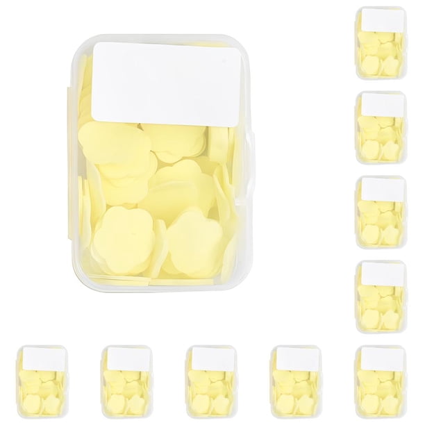 Bearachild Jabón Papel Mano Desechable Aromas Viaje Portátil Rebanada Flores Baño Camping Tabletas Suministros Baño limón amarillo 10piezas