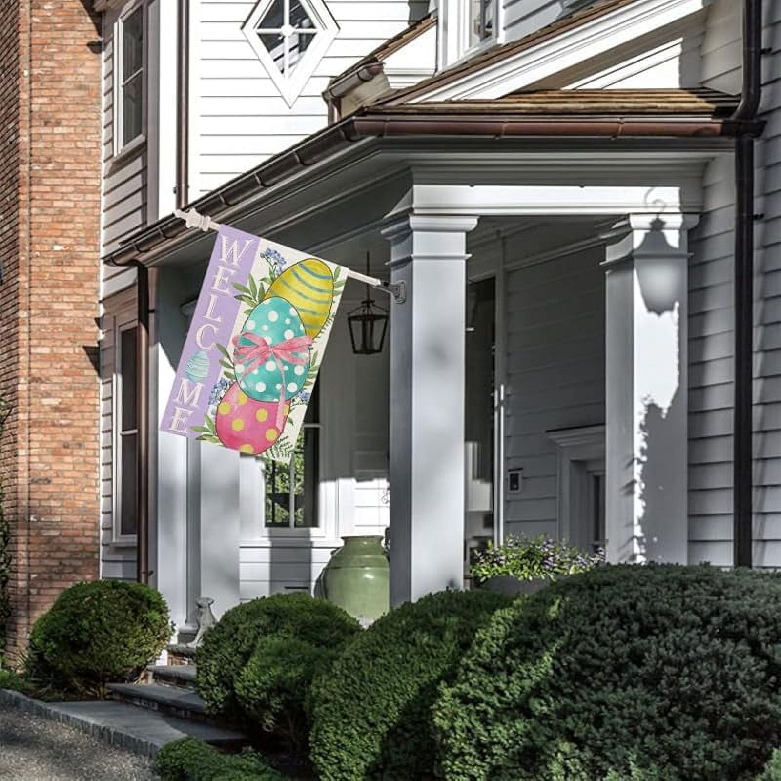 Easter Eggs Garden Flag 28"X40 Inch Double Sided for Outside Burlap Small Polka Dots Welcome Yard Holiday Flag