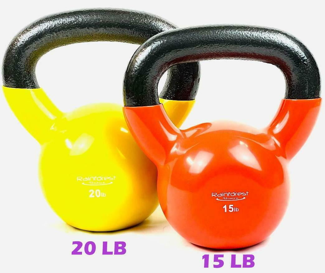 Rainforest Basics Vinyl Coated Cast Iron Kettlebell Weight Set of 15