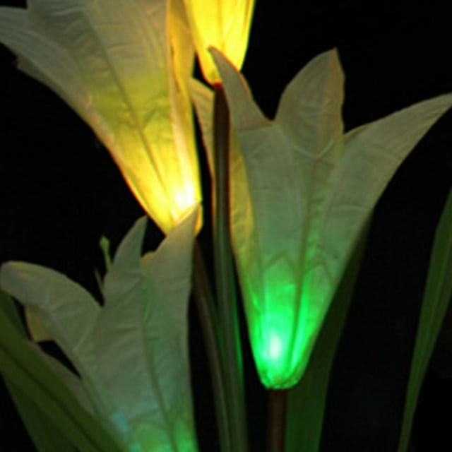 Lampes Solaires Extérieures Lampes à Fleurs Solaires Multicolores Changeant LED Lily white