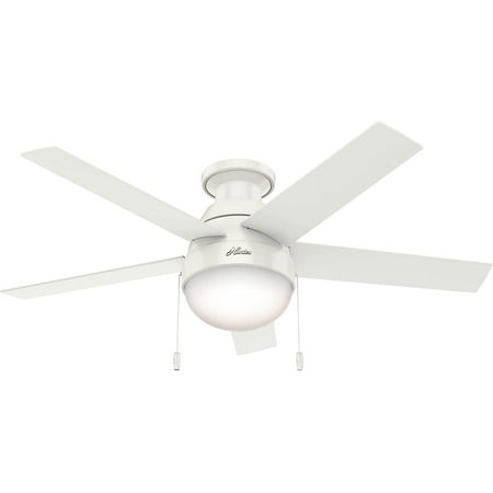 

JSTCL Anslee Indoor Low Profile Ceiling Fan with LED Light and Pull Chain Control46 White