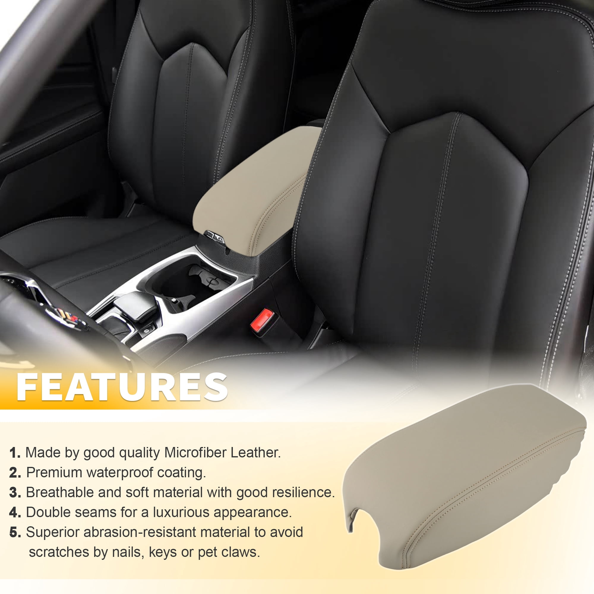 Unique Bargains Center Console Armrest Cover for Cadillac SRX 2010-2016 Beige