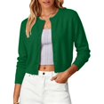 thumbnail image 3 of Dwellite Women's Cardigan Sweater Lightweight Soft Knit Long Sleeve Crew Neck Button Down Dressy Cute Spring Fall Business Casual Work Travel Tops Green S, 3 of 6