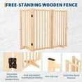 thumbnail image 6 of Acekid 3 Panel Freestanding Pet Gate, Foldable Dog Gate for Stairs Doorways Hallways, Step-Over Fence, Natural, 6 of 7