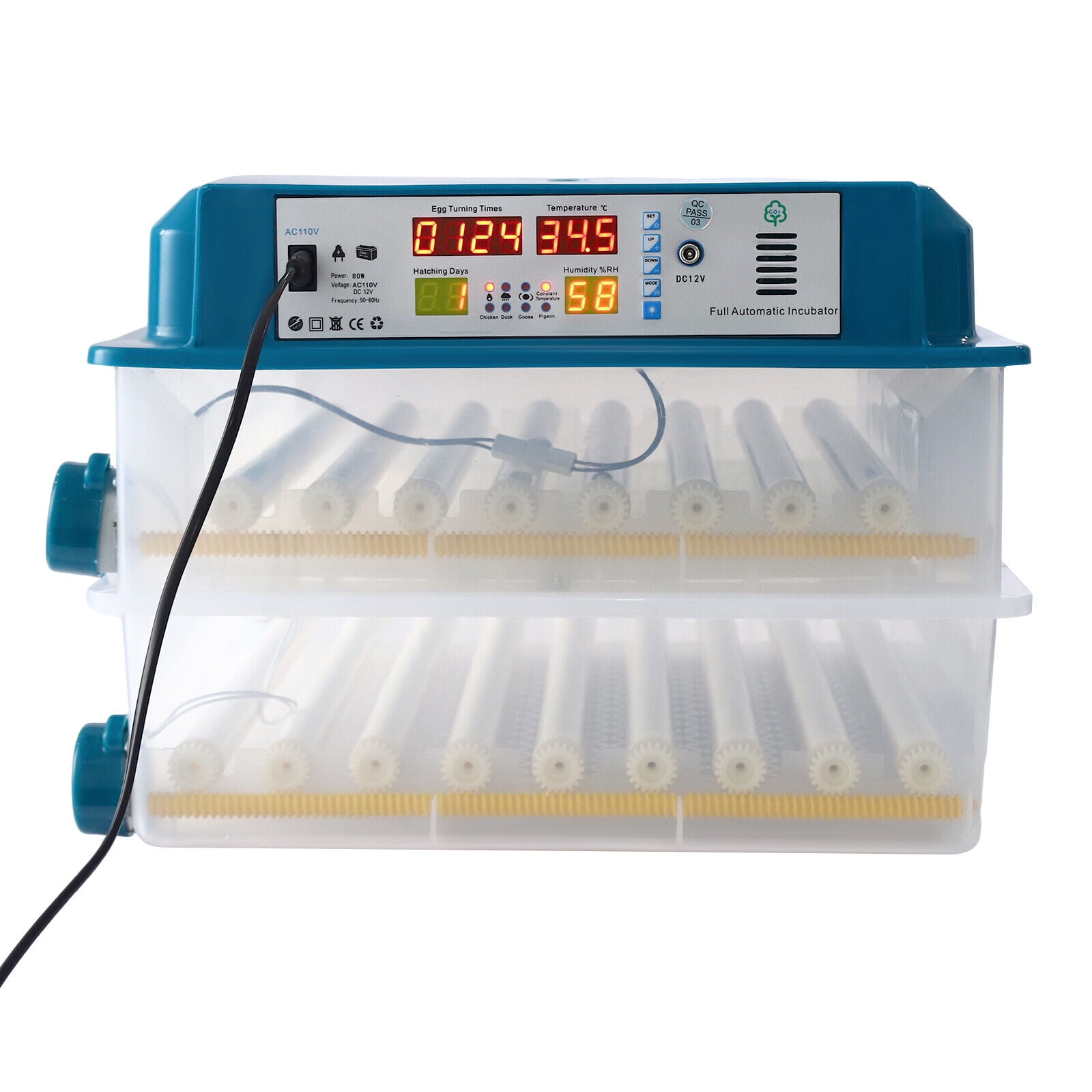 120 Egg Incubator Poultry Hatcher with Fully Automatic Egg Turning  for Chickens