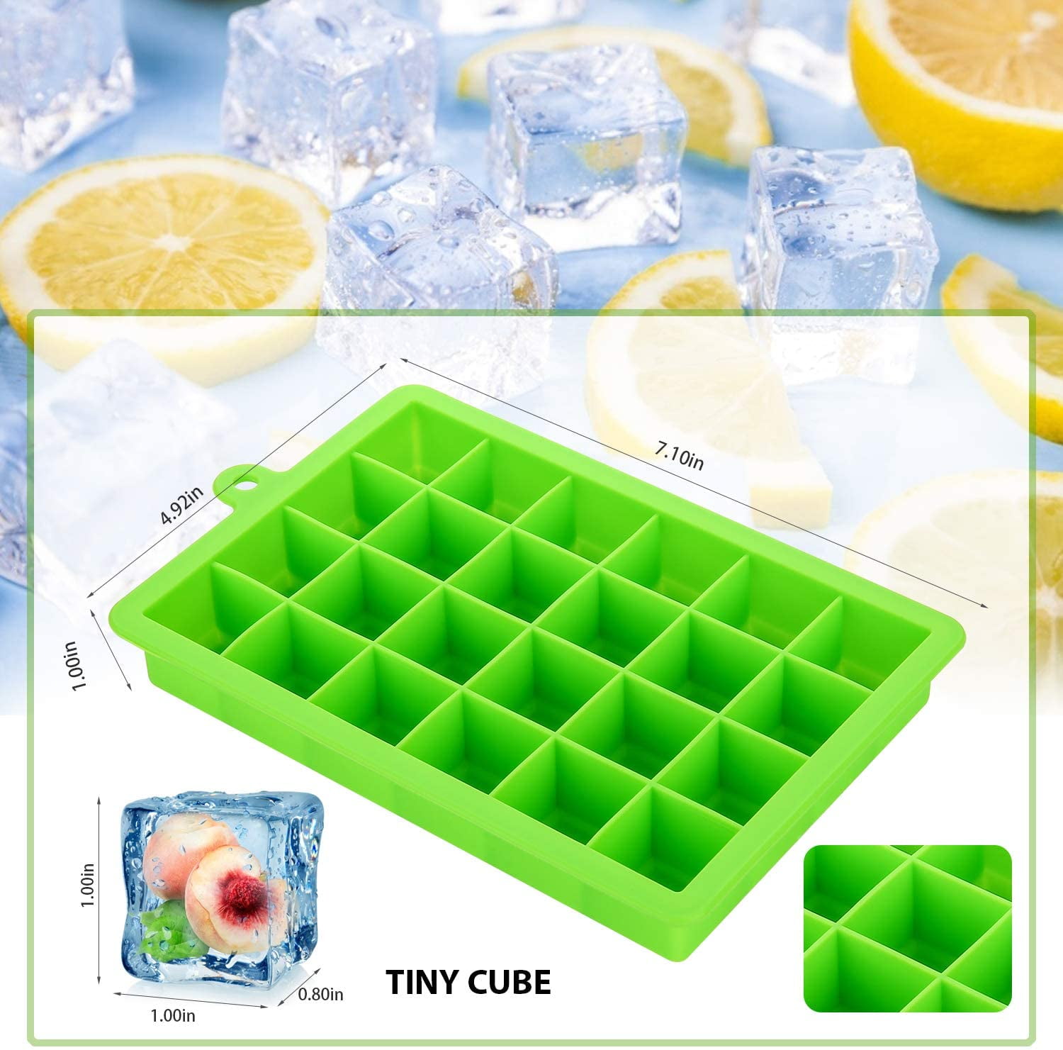 Lot of 2 Kitchen IQ Pop-Up Ice Cube Trays With Lid Adjustable Size Cubes 