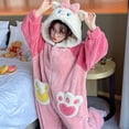 thumbnail image 1 of Kigurumis-ropa de dormir con capucha para hombre y mujer, pijama de lana de Coral con diseño de gato Kawaii, ropa de ocio para fiestas, Invierno, 1 of 4
