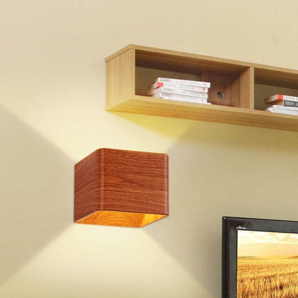 Lámpara de pared Yinane de noche con luz cálida de Grano de madera de imitación