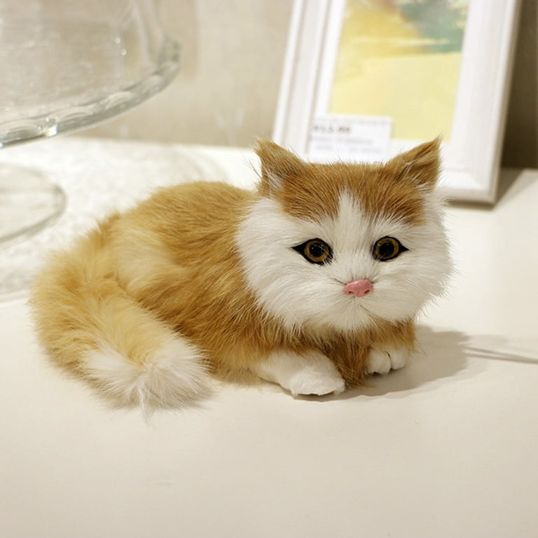 Jlong Simulation Cat Toys Plush Simulation Animal Models Children s Gifts Realistic Stuffed Animal Cat Kitten Plush Cute Toys Handmade Cat Stuffed