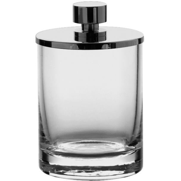 AGM Home Store Addition Clear Glass Round Cotton Ball Swab Holder, Q