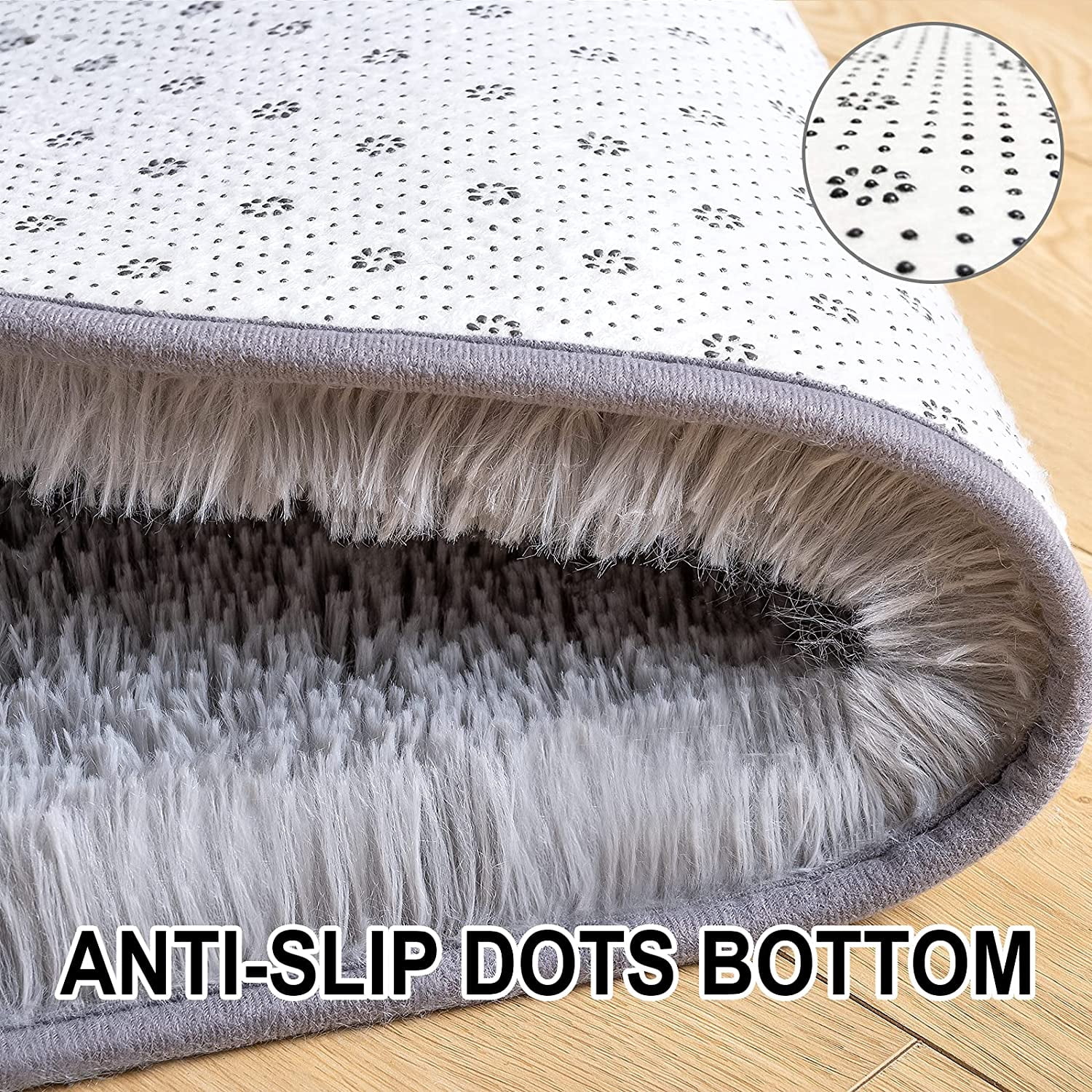 Arogan Super Soft Area Rugs for Bedroom Living Room Nursery Room,Fluffy Oval carpet,2.6'x5.3',Gray