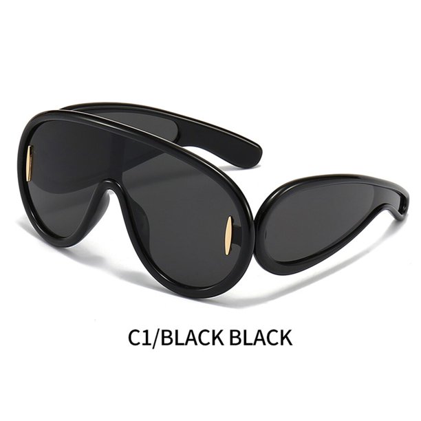 Gafas de sol con máscara ondulada para hombre y mujer, lentes de sol ovaladas de gran tamaño, de marca de lujo, a la moda, novedad de 2023 Fivean unisex
