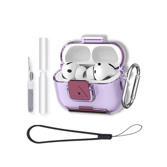 TPU Protective Case for AirPods Pro 3 Earbuds,Shockproof & Anti-Scratch Cover ,Anti-Lost & Dustproof Protector-Purple