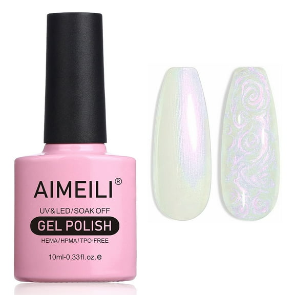 AIMEILI Soak off UV LED Pearl Gel Nail Polish - Glitter Mermaid Shell Thread Effect DIY Nail Art at Home -(172)10ml