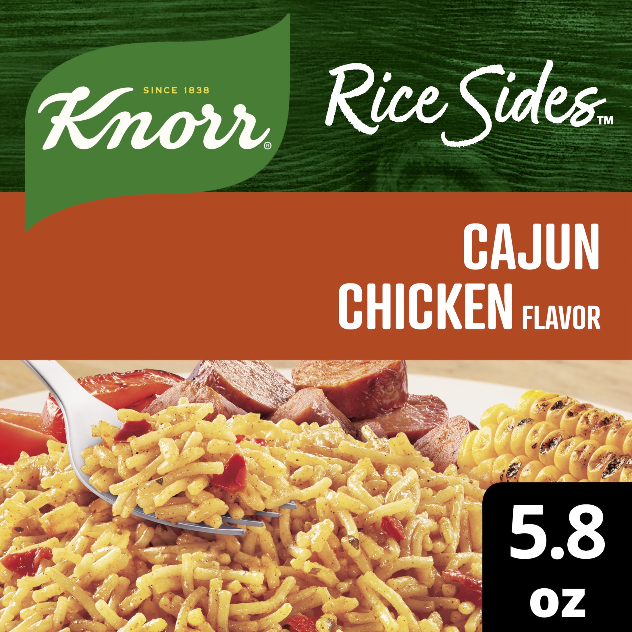 (8 pack) Knorr No Artificial Flavors Cajun Chicken Flavor Rice Sides, 5.8 oz Regular Pouch