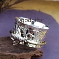 thumbnail image 3 of Sterling Silver Bee Spinner Ring: Boho Thumb Ring, Wide Band, 3 of 10
