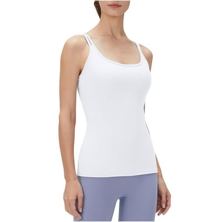 Seamless Workout Tank Tops for Women Summer Casual Sleeveless Athletic Camisole Sports Shirts with Built in Bra