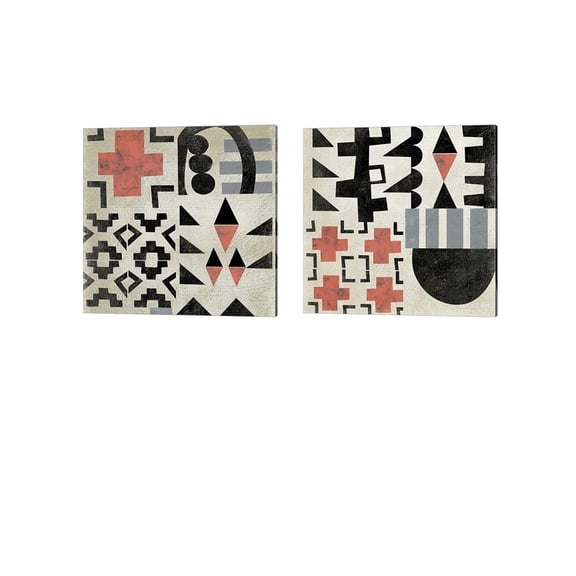 Geo Tile by Chariklia Zarris Canvas Art Set of 2 14 inch X 14 inch Each