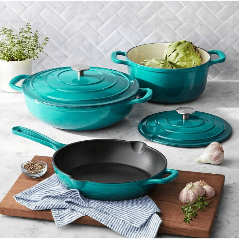 Inspired Home 5-Piece Enameled Cast Iron Cookware Set