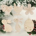 thumbnail image 5 of Cheers US 10Pcs Unfinished Wood Easter Ornaments Craft Kit, Eggs Bunny Chicken Flower Shape Hanging Ornaments with Twine for Easter Party Decorations Craft Supplies and Gift, 5 of 7
