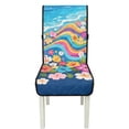 thumbnail image 7 of TSOVTHRID Hippie Hibiscus Floral Wave Print Quilted Dining Chair Covers, Stretchy Removable Chair Cushion Slipcovers with Elastic Band, Seat Covers for Dining Room, Kitchen, Set of 4, 7 of 7