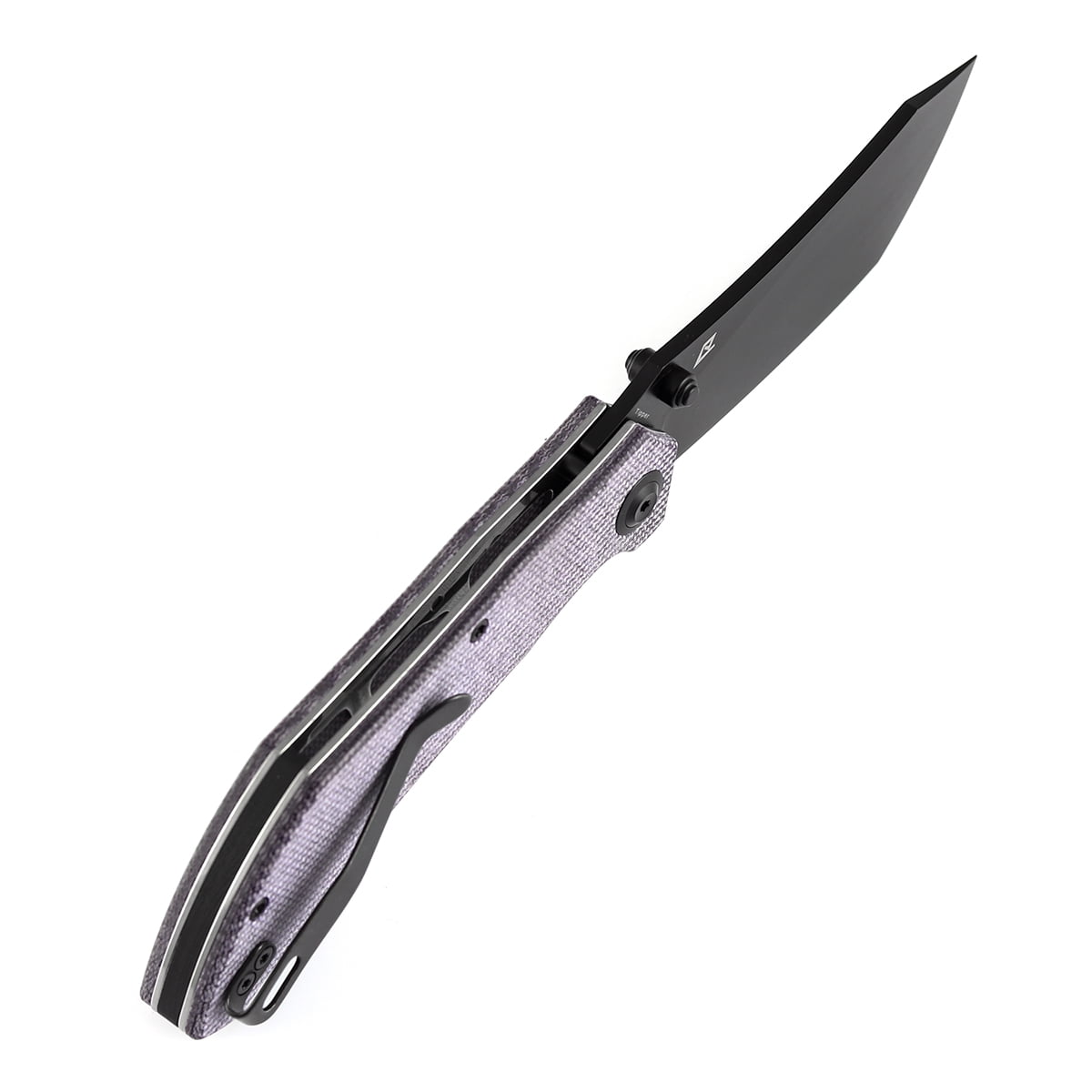 Tenable Tipper Folding Pocket Knife 3.39'' Blackwash Nitro V Blade,Purple Micarta Handle,B1079A2